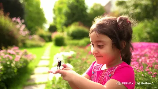 Childhood Joy in a Sunlit Garden – AI Generated Video | Hailuo AI