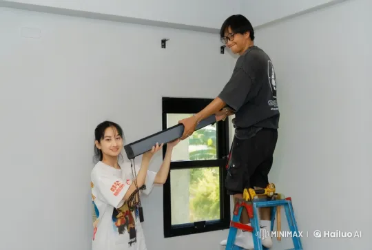 Martial Artists Perform Dynamic Fight on Ladder and Floor – AI Generated Video | Hailuo AI