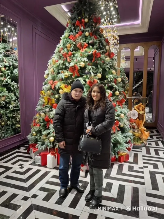 Couple Enjoying Christmas Celebration in Elegant Room – AI Generated Video | Hailuo AI