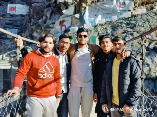 Five Friends Bonding on a Suspension Bridge – AI Generated Video | Hailuo AI