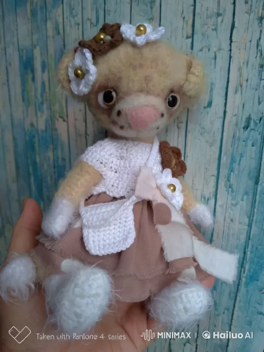 Handcrafted Plush Bear with Crocheted Accessories – AI Generated Video | Hailuo AI