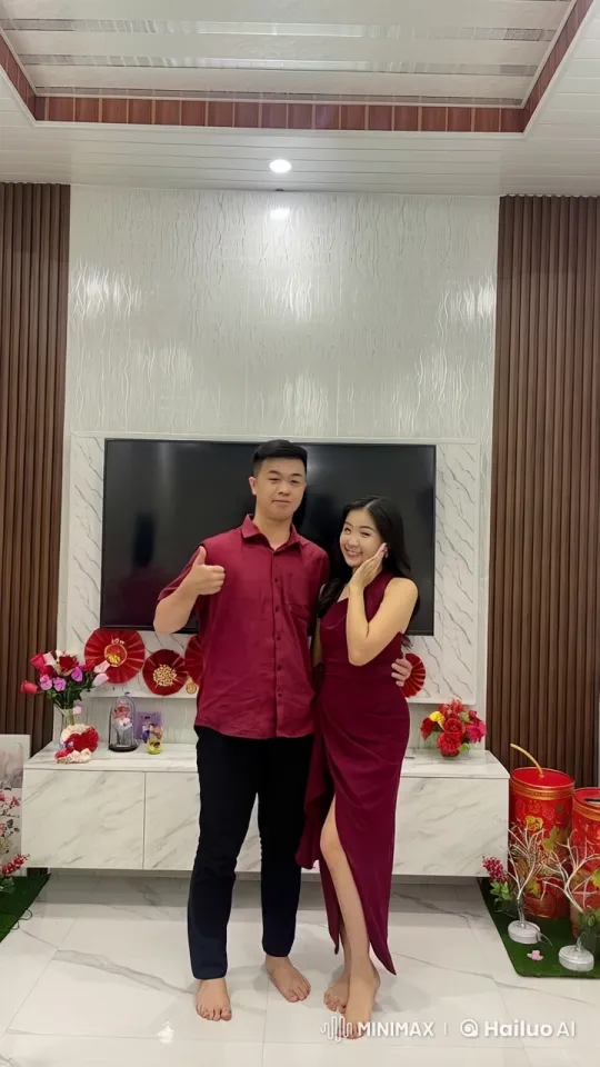 Dynamic Kungfu Duo Perform in Festive Living Room – AI Generated Video | Hailuo AI