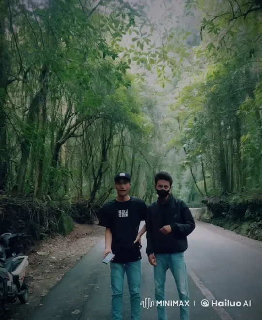 Two Men Chatting Casually in a Forest Setting – AI Generated Video | Hailuo AI