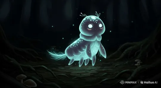 Glowing Creature Glides Through Dark Forest in Live2D Animation – AI Generated Video | Hailuo AI