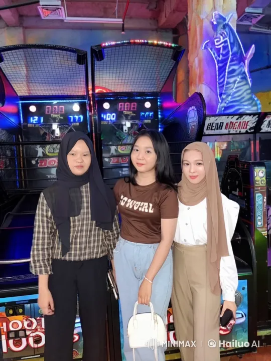 Friends Showcase Martial Arts Skills in Arcade Setting – AI Generated Video | Hailuo AI