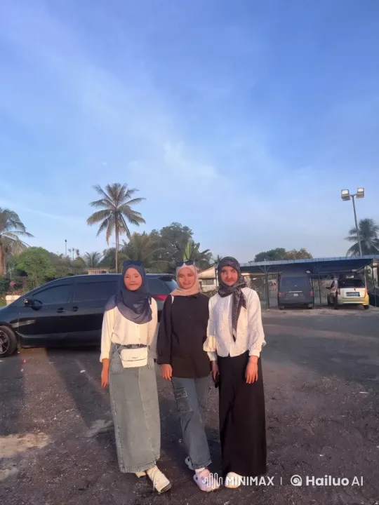 Hijab-Wearing Friends Enjoy Kung Fu Play in Parking Lot – AI Generated Video | Hailuo AI