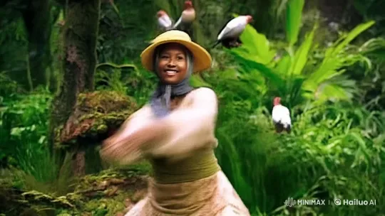 Woman Practicing Panda-Inspired Kung Fu in Forest – AI Generated Video | Hailuo AI