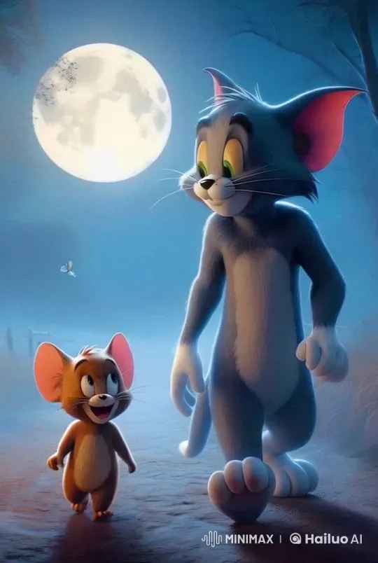Magical Moonlit Stroll of Tom and Jerry – AI Generated Video | Hailuo AI