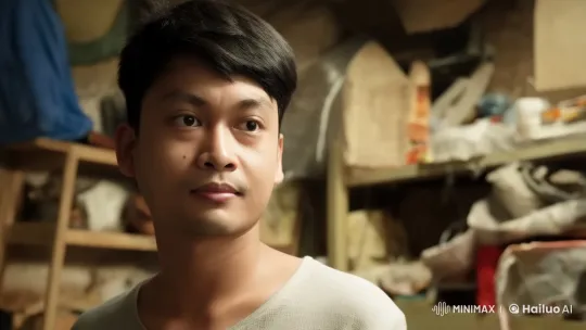 Young Man Searches for Memories in Cluttered Room – AI Generated Video | Hailuo AI