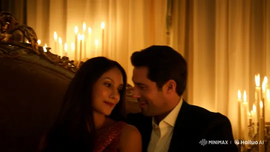 Intimate Romance: Elegant Room, Tender Couple, Artistic Camera Work – AI Generated Video | Hailuo AI