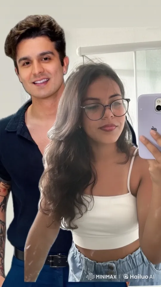 Young Couple Shares Intimate French Kiss in Mirror Selfie – AI Generated Video | Hailuo AI