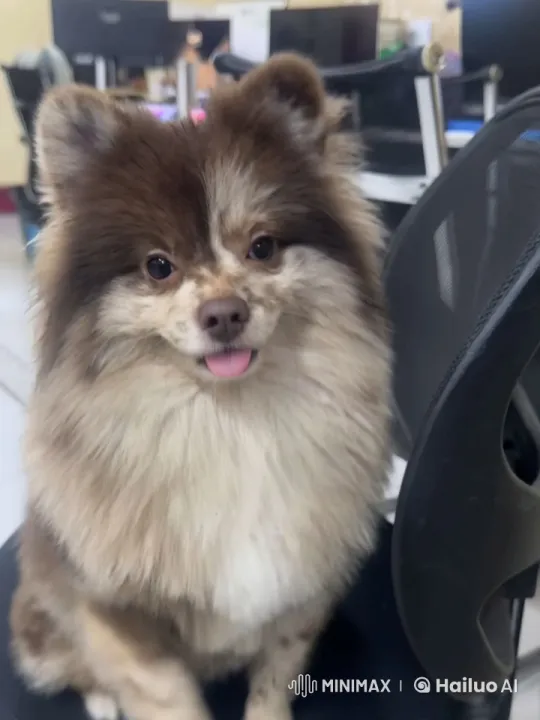 Fluffy Dog Mimics Speech in Office Setting – AI Generated Video | Hailuo AI