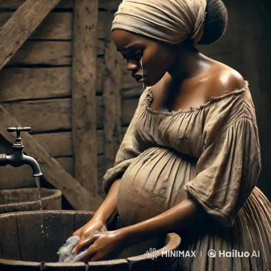 Pregnant Woman Cries While Washing Dishes in Rustic Setting – AI Generated Video | Hailuo AI