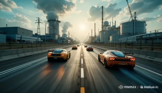High-Speed Chase Through Industrial Grit and Hollywood Glamour – AI Generated Video | Hailuo AI