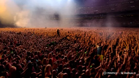 Electric Rock Concert: Star Commands Stage Amidst Chaos – AI Generated Video | Hailuo AI