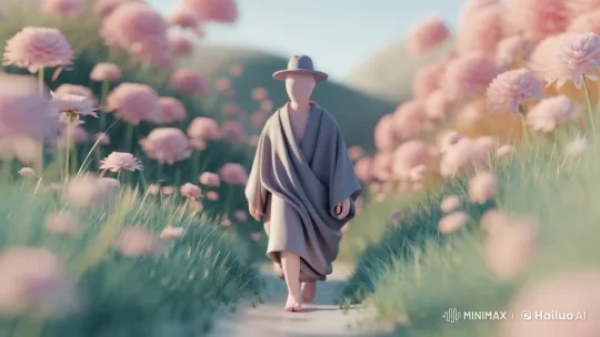 Dreamy Walk Along a Tranquil Flower-Path – AI Generated Video | Hailuo AI