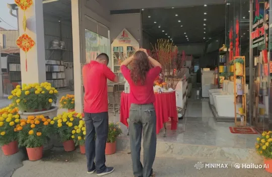 Aerial Combat Scene Between Man and Woman in Red Shirts – AI Generated Video | Hailuo AI
