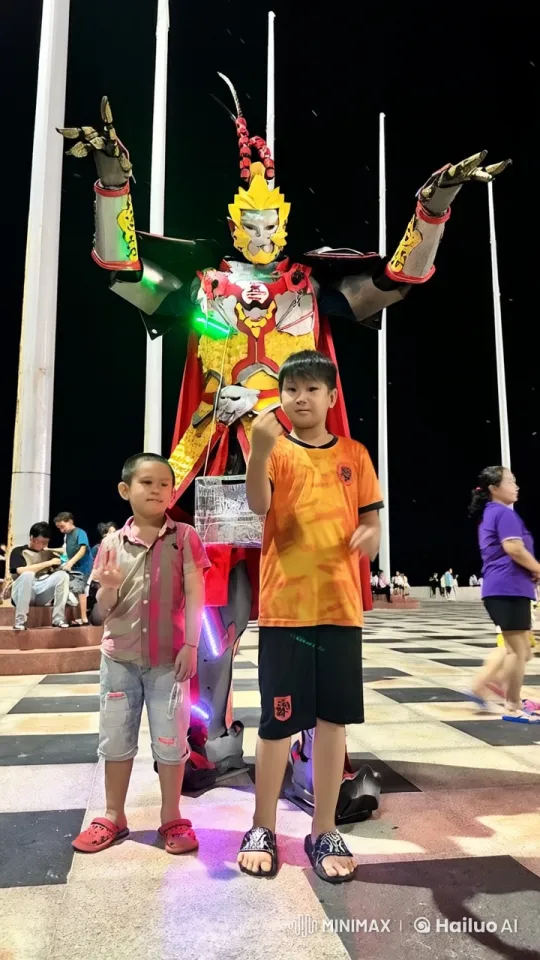 Robotic Kungfu Show Captivates Children and Onlookers – AI Generated Video | Hailuo AI
