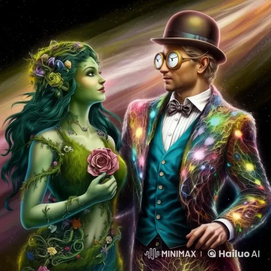 Cosmic Love Scene in Live2D with Flowing Stardust Background – AI Generated Video | Hailuo AI