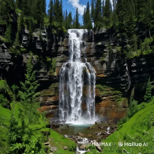 Majestic Waterfall: Nature's Tranquil Symphony – AI Generated Video | Hailuo AI