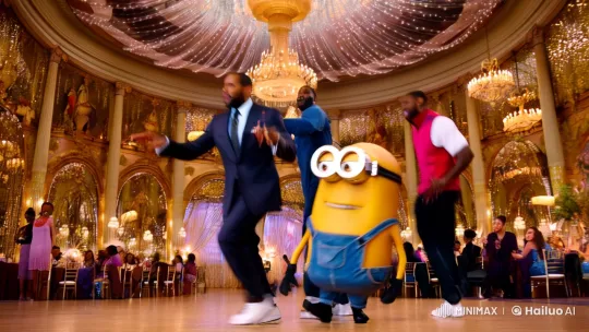 P Diddy, LeBron James, Gru Dance in Opulent Ballroom – AI Generated Video | Hailuo AI
