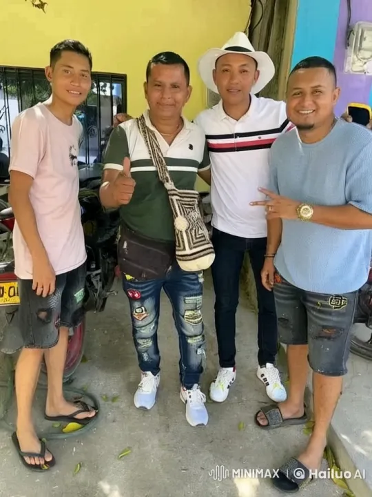 Four Men Share Casual Kiss and Poses – AI Generated Video | Hailuo AI