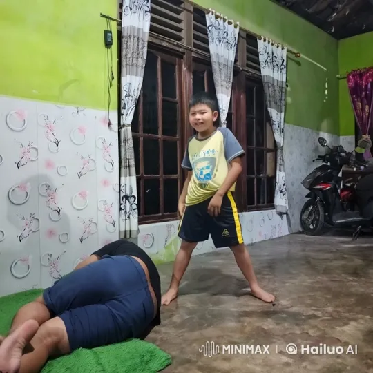 Young Boy Practices Kung Fu in Modern Room – AI Generated Video | Hailuo AI