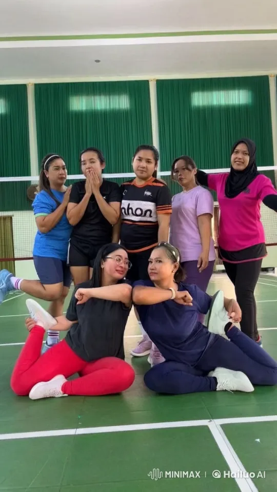 Volleyball Team Showcases Martial Arts Skills in Sports Hall – AI Generated Video | Hailuo AI