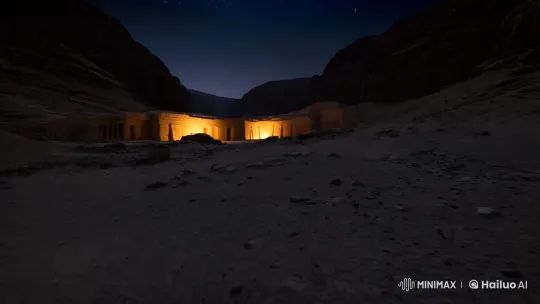 Valley of the Kings: Night's Enigmatic Glow Captured in 8k – AI Generated Video | Hailuo AI