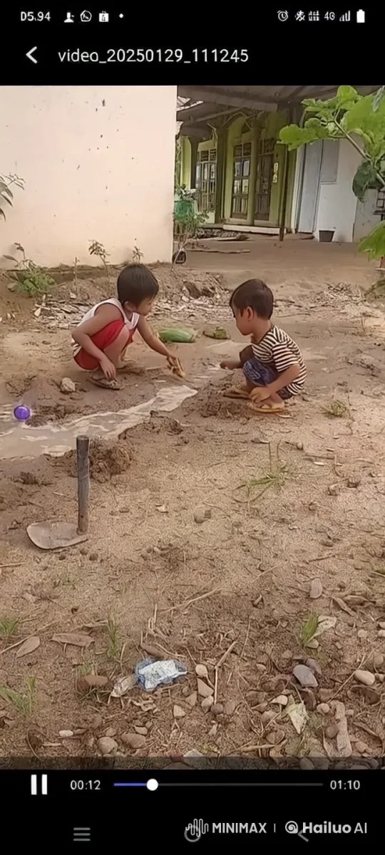 Boys' Imaginative Kung Fu Play in Rustic Yard – AI Generated Video | Hailuo AI