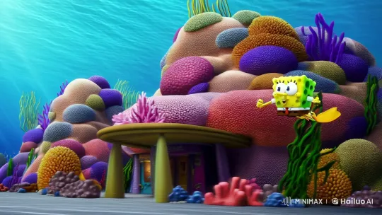 Spongebob's Energetic Arrival and Squidward's Surprise Encounter – AI Generated Video | Hailuo AI