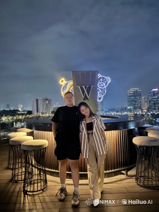 Couple Performs Kung Fu on Rooftop with Cityscape Background – AI Generated Video | Hailuo AI