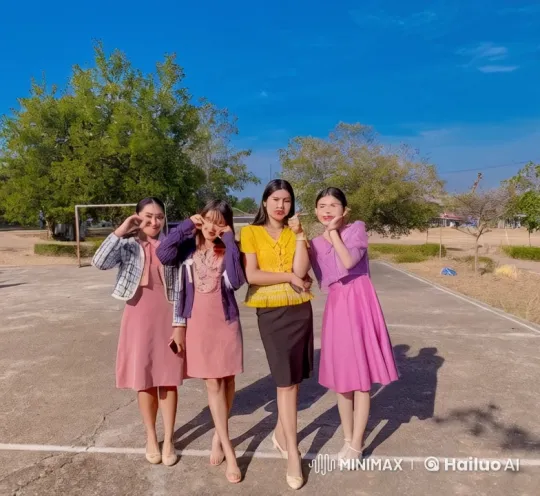 Four Women Perform Synchronized Kung Fu in Outdoor Setting – AI Generated Video | Hailuo AI