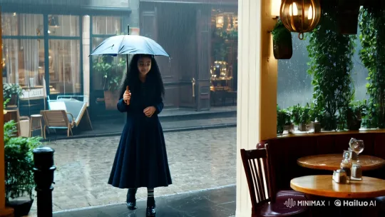 Girl Meets Man in Rainy Café: Aesthetic Encounter – AI Generated Video | Hailuo AI