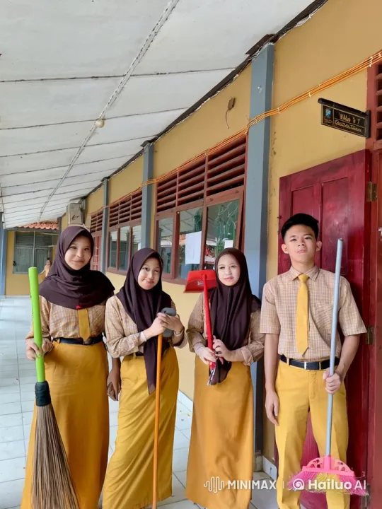 Students Practice Kung Fu with Cleaning Tools at School – AI Generated Video | Hailuo AI