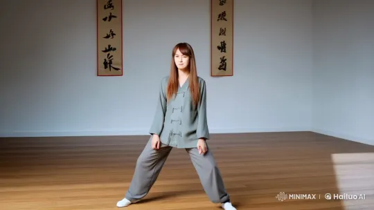 Kung Fu Master: Graceful Combat Display in Minimalist Dojo – AI Generated Video | Hailuo AI