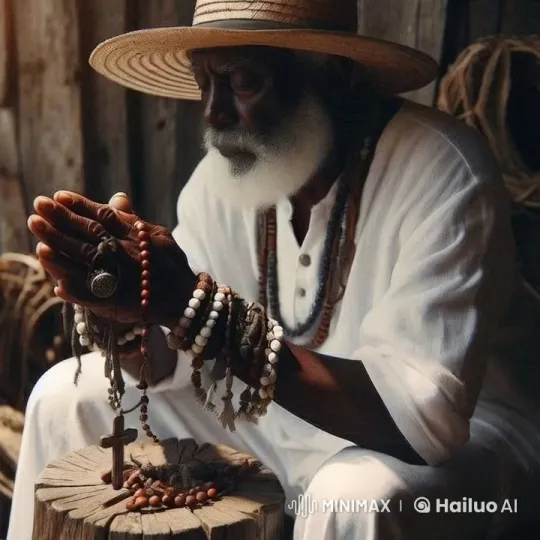 Spiritual Figure in Prayer Amidst Rustic Serenity – AI Generated Video | Hailuo AI