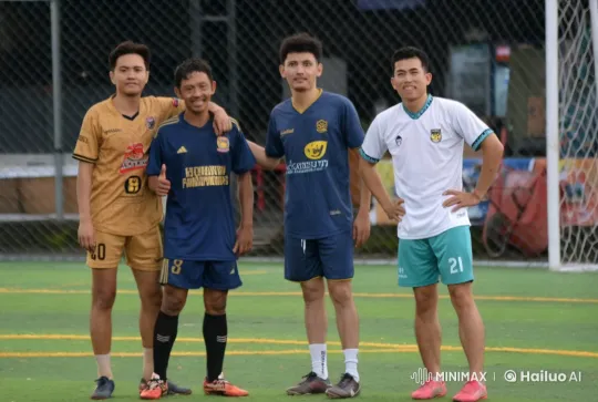 Four Young Men Showcase Dynamic Kung Fu Kicks on Soccer Field – AI Generated Video | Hailuo AI
