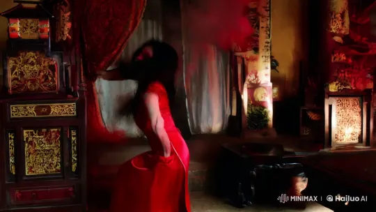 Chinese Room: Crimson Smoke, Possessed Woman Emerges – AI Generated Video | Hailuo AI