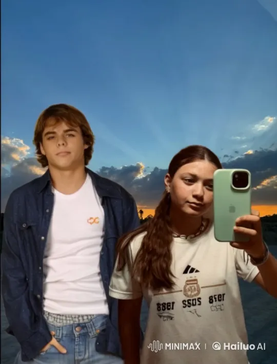 Romantic Teen Couple's Sunset Selfie Moment – AI Generated Video | Hailuo AI