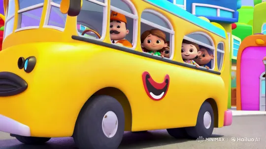Vibrant School Bus Scene in Cartoonish 3D Animation – AI Generated Video | Hailuo AI