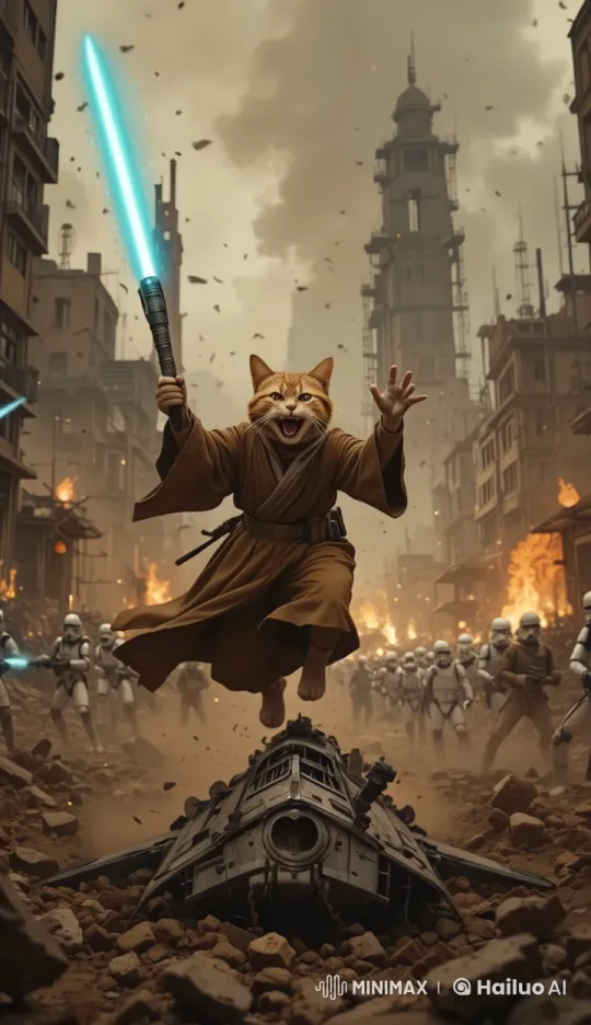 Cat Hero Navigates Urban Warzone in Live2D Animation – AI Generated Video | Hailuo AI