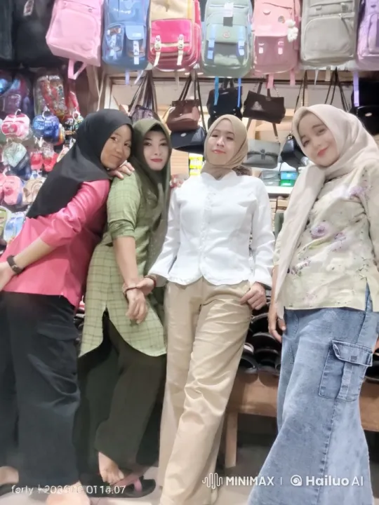 Women Displaying Kung Fu Skills in Front of Bags Stall – AI Generated Video | Hailuo AI