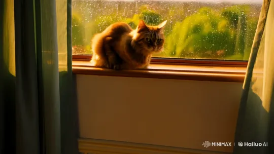 Tranquil Serenity: A Cat on a Sunlit Windowsill – AI Generated Video | Hailuo AI
