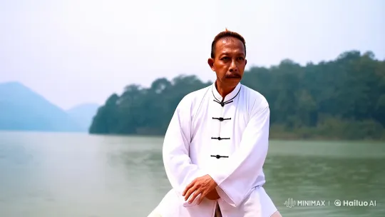 Masterful Wing Chun Display by Middle-Aged Kung Fu Practitioner – AI Generated Video | Hailuo AI