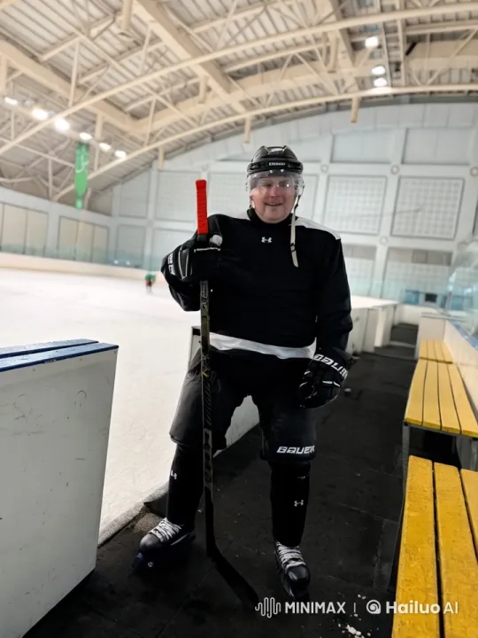 Hockey Player Showcases Skills in Indoor Arena – AI Generated Video | Hailuo AI