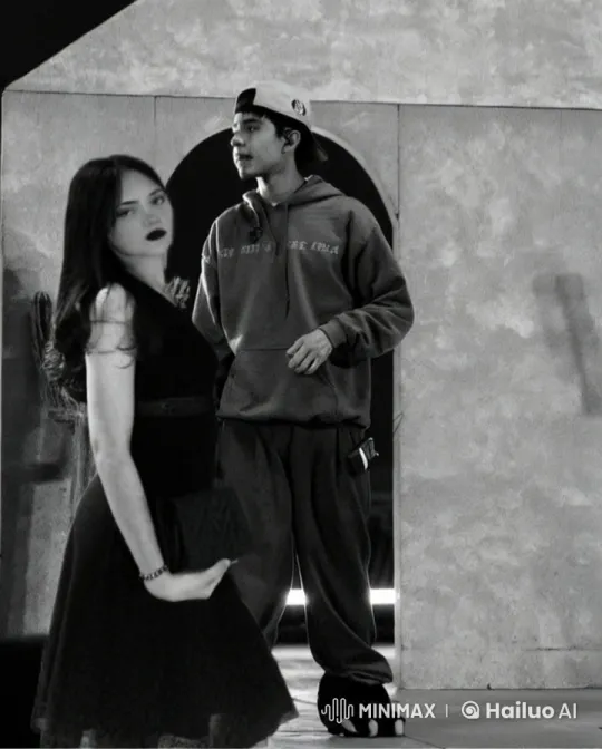Embrace and Kiss in Grayscale Setting – AI Generated Video | Hailuo AI