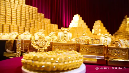 Opulent Display of Gold Treasures and Jewelry – AI Generated Video | Hailuo AI