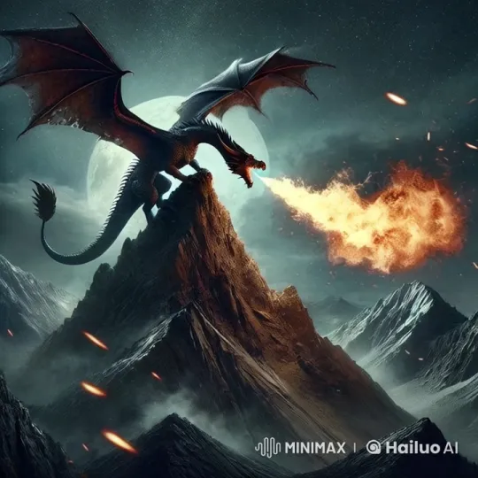 Majestic Dragon Displays Dominance on Mountain Peak – AI Generated Video | Hailuo AI