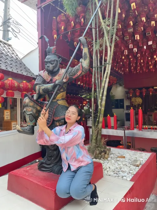 Cultural Celebration with Warrior Statue and Lanterns – AI Generated Video | Hailuo AI